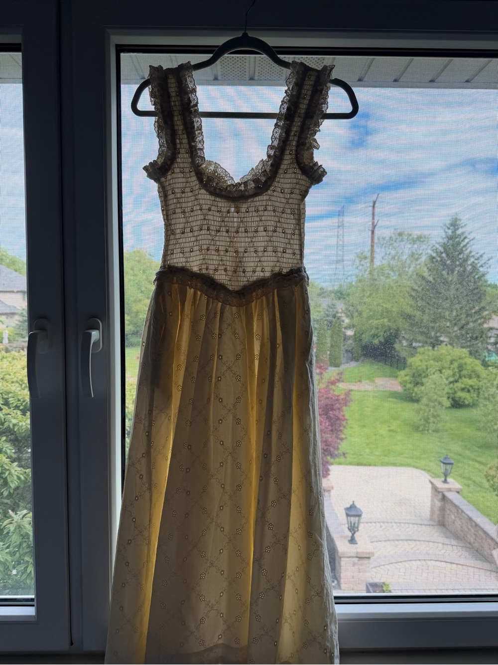 For Love & Lemons Cream Smocked Lace-Trim Camisole - Picture 4 of 4